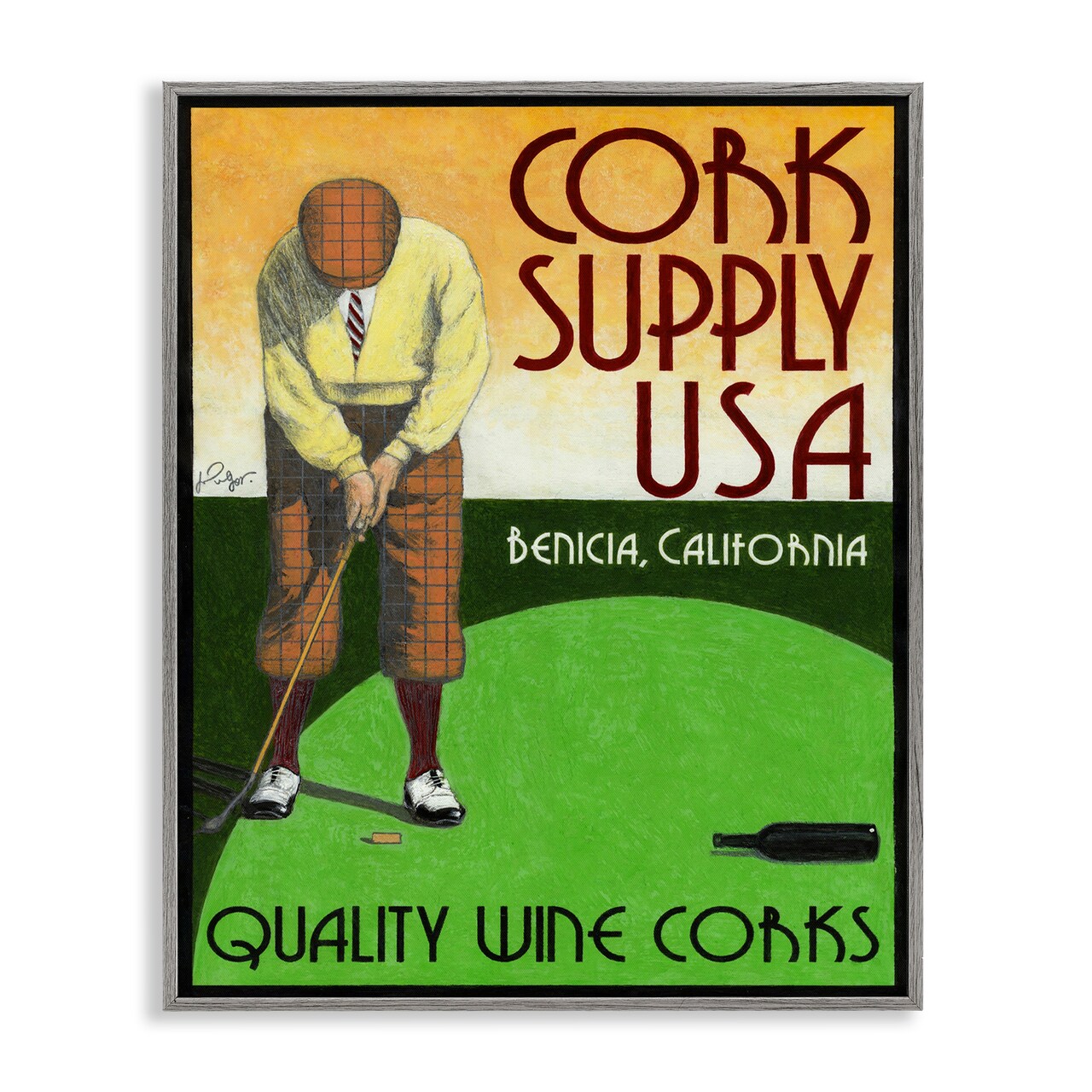 Stupell Industries Antique Cork Supply Poster Framed Giclee By Jean-Pierre Got